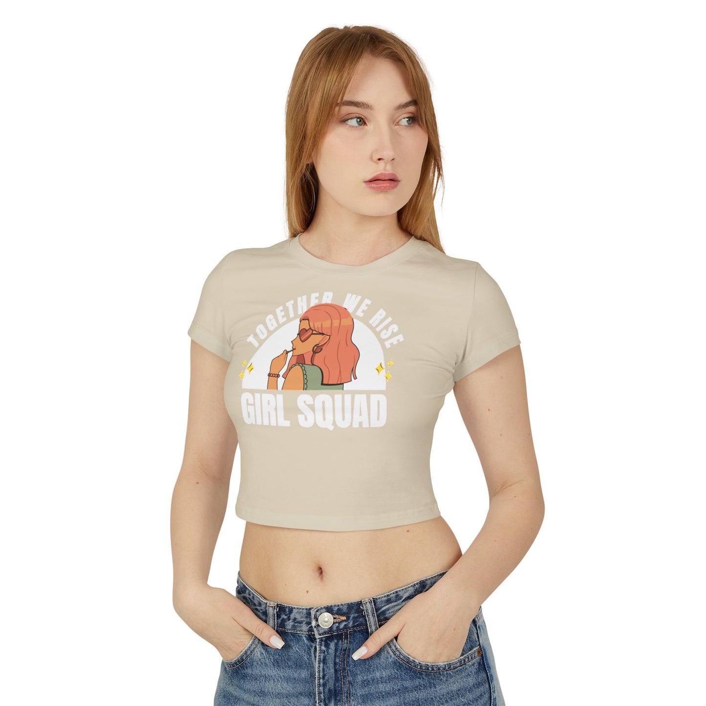 Women's Baby Tee: 'Together We Rise' Graphic Tee, Cute Summer Top, Gift for Friends, Casual Wear, Girl Squad Apparel, Trendy Graphic Shirt