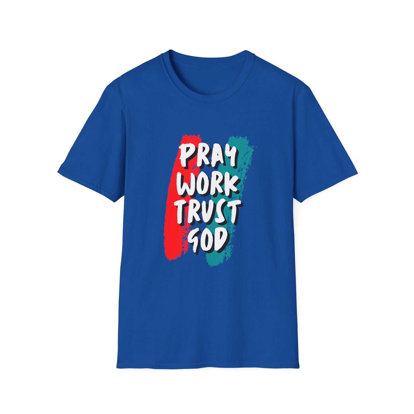 Inspiration Unisex T-Shirt - Pray, Work, Trust God, Motivational Tee, Faith-Based Apparel, Casual Wear, Gift for Believers, Christian Clothing