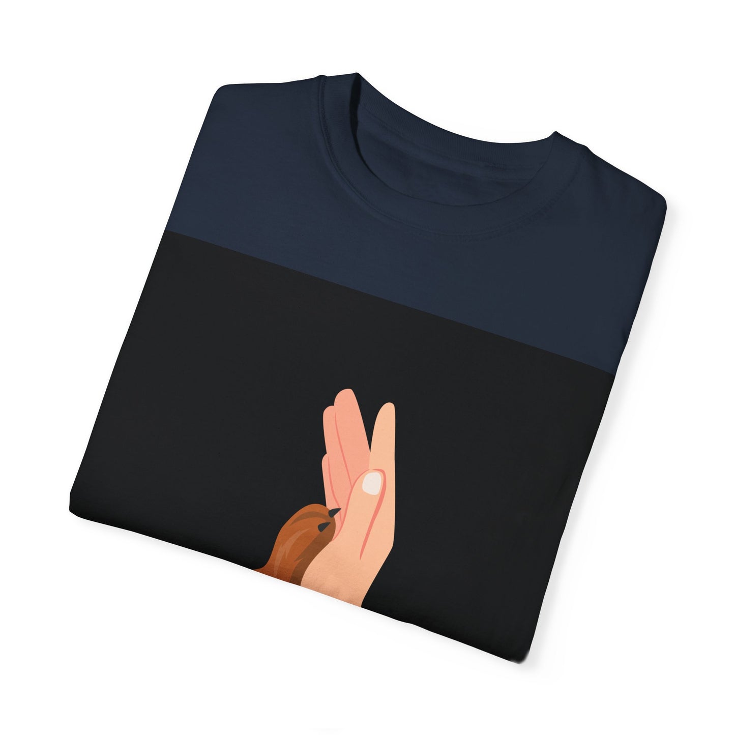 Unisex Dog Lover T-Shirt With Graphic of Human Hand Touching Dog's Paw and Selfless Beings Caption Below