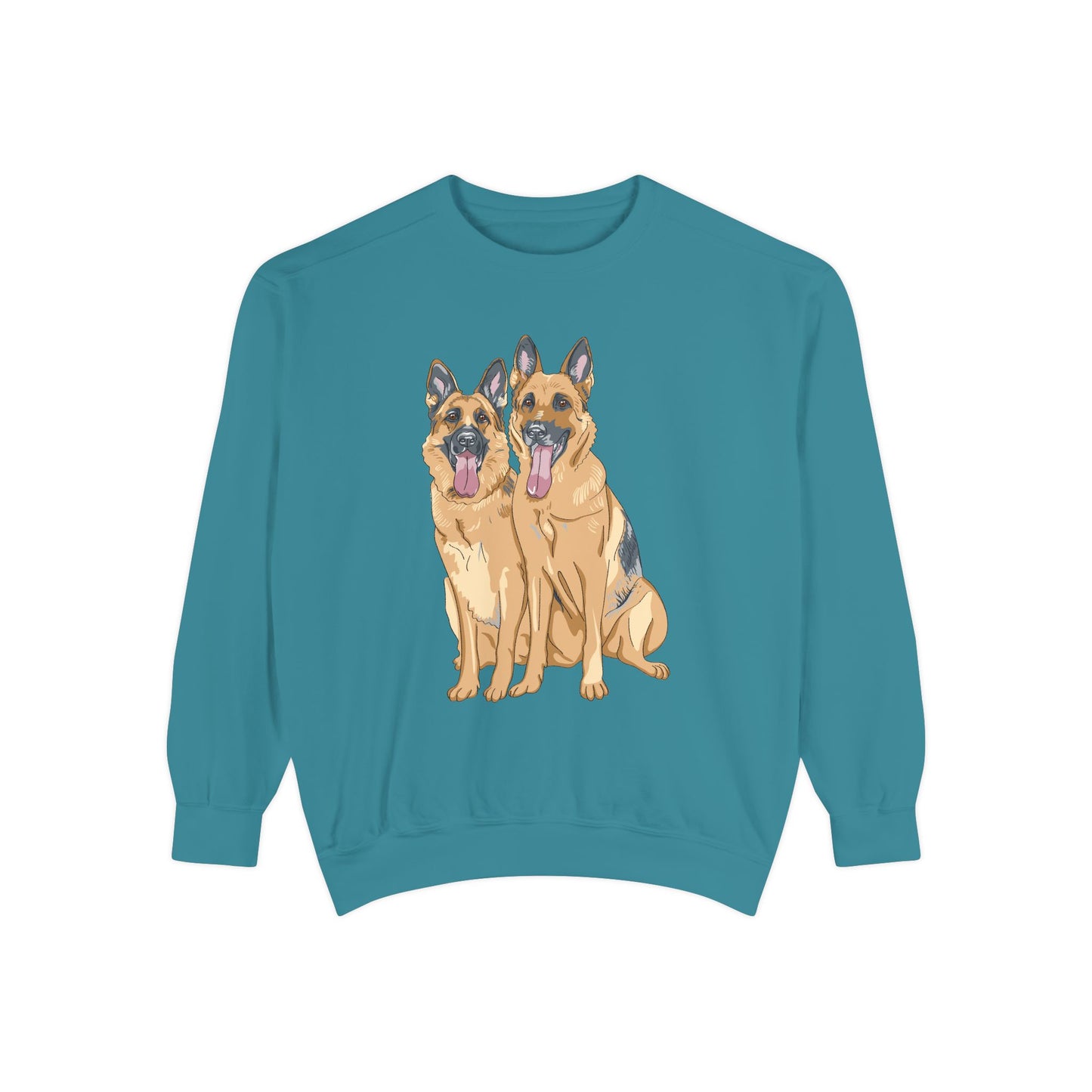 Unisex Dog Lover Sweatshirt With Graphic of Two German Shepherd Sloppily Sitting