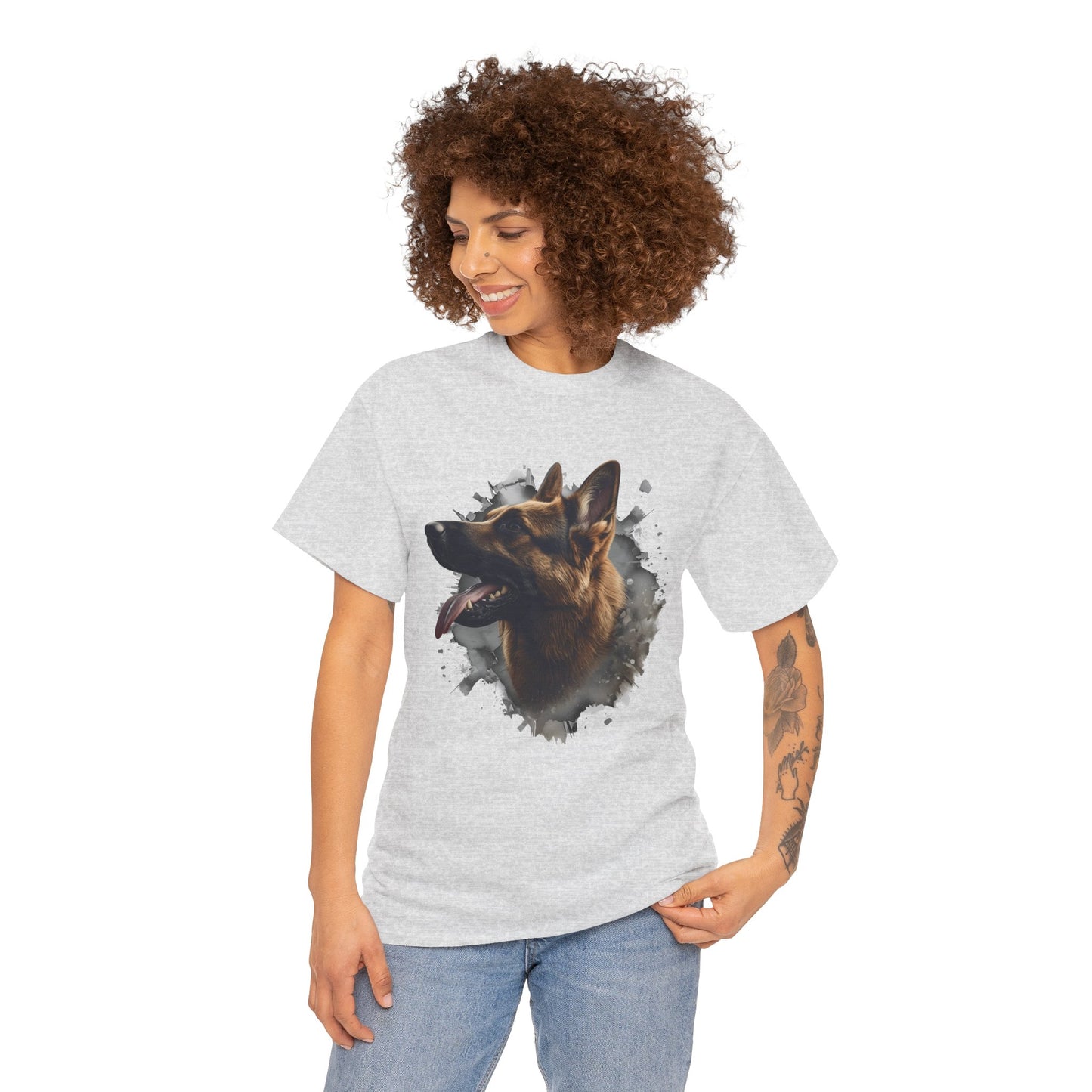 German Shepherd Lover Tee With 3D Design, Unisex Cotton Shirt, Dog T-Shirt, Pet Lovers Gift, Animal Enthusiast Apparel
