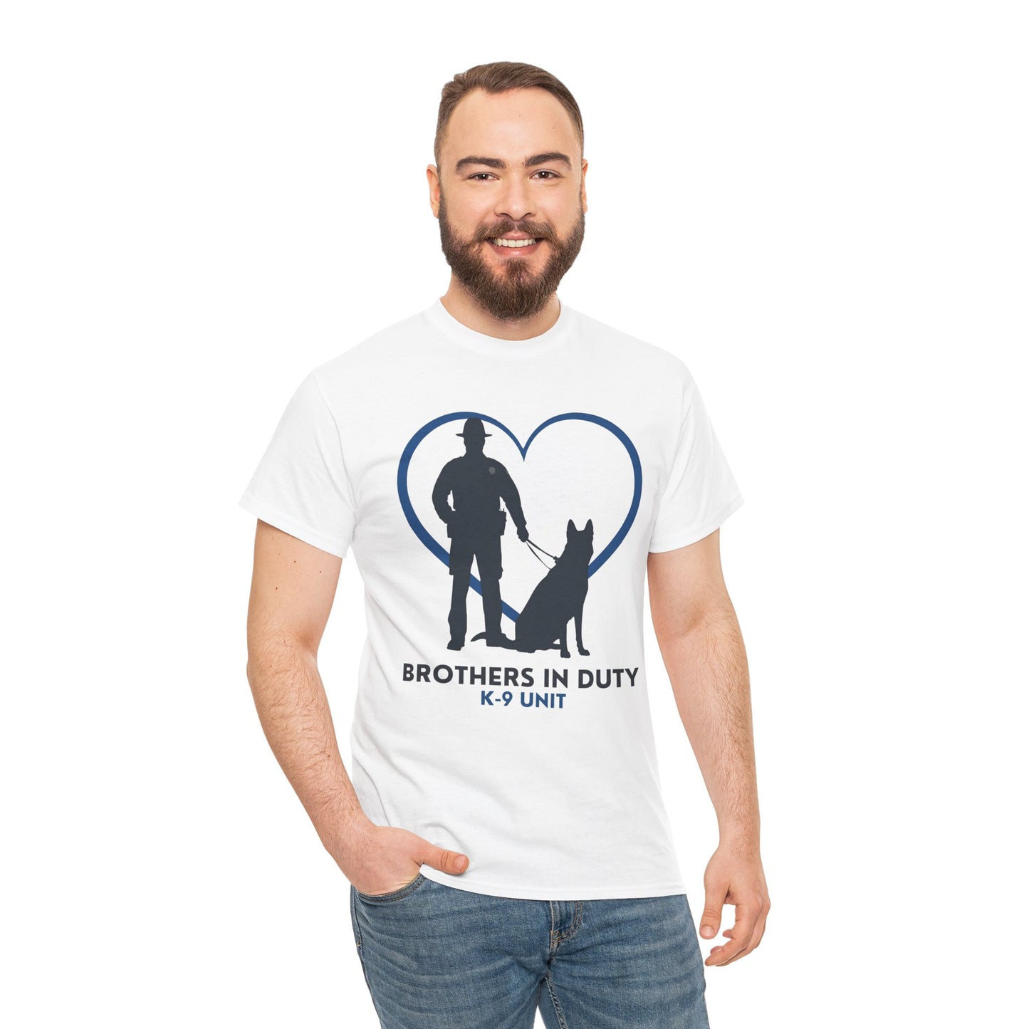 Heartfelt K-9 Unit Tee - Brothers In Duty | Police Officer Gift, Dog Lover Shirt, Law Enforcement Apparel
