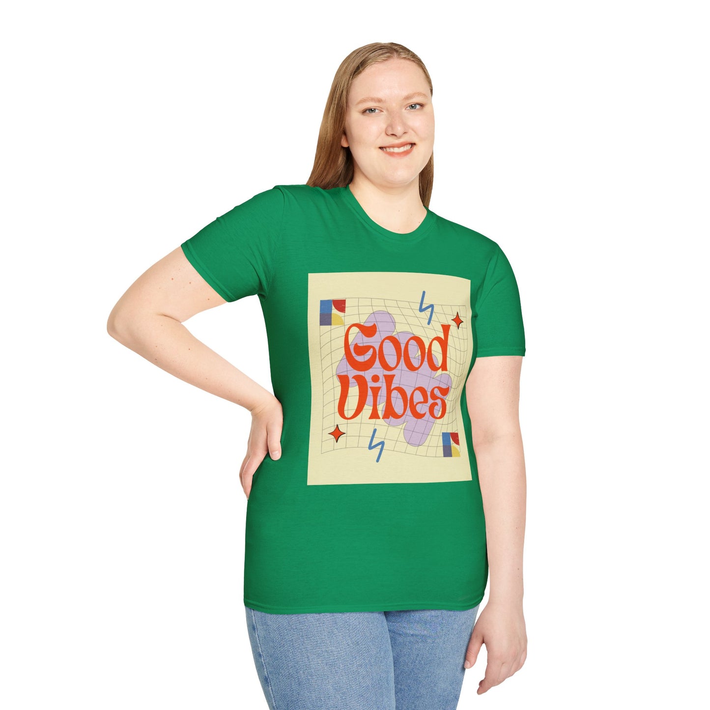 Good Vibes Unisex Softstyle T-Shirt, Relaxed Fit Tee, Casual Wear, Gift Idea, Positive Quotes, Everyday Comfort, Summer Fashion