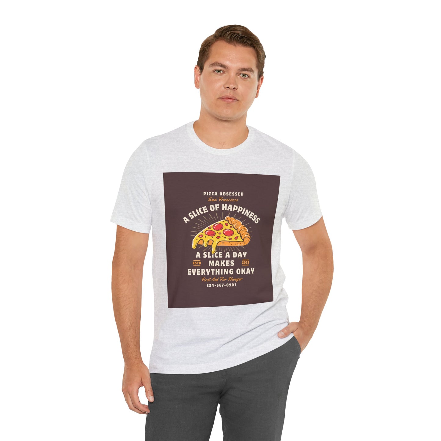 Pizza Lover's Happiness Tee, Fun Unisex T-Shirt, Casual Wear, Gift for Foodies, Pizza Party Attire, Comfortable Daily Shirt