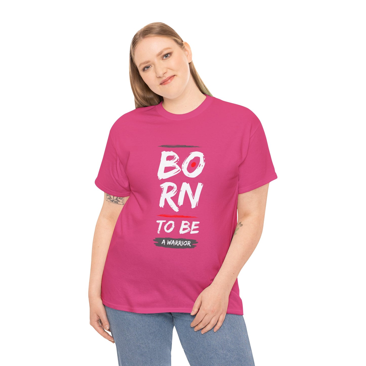 Born to Be a Warrior Unisex Heavy Cotton Tee, Inspirational Shirt for Veterans, Motivational Gift, Fitness Apparel, Casual Wear