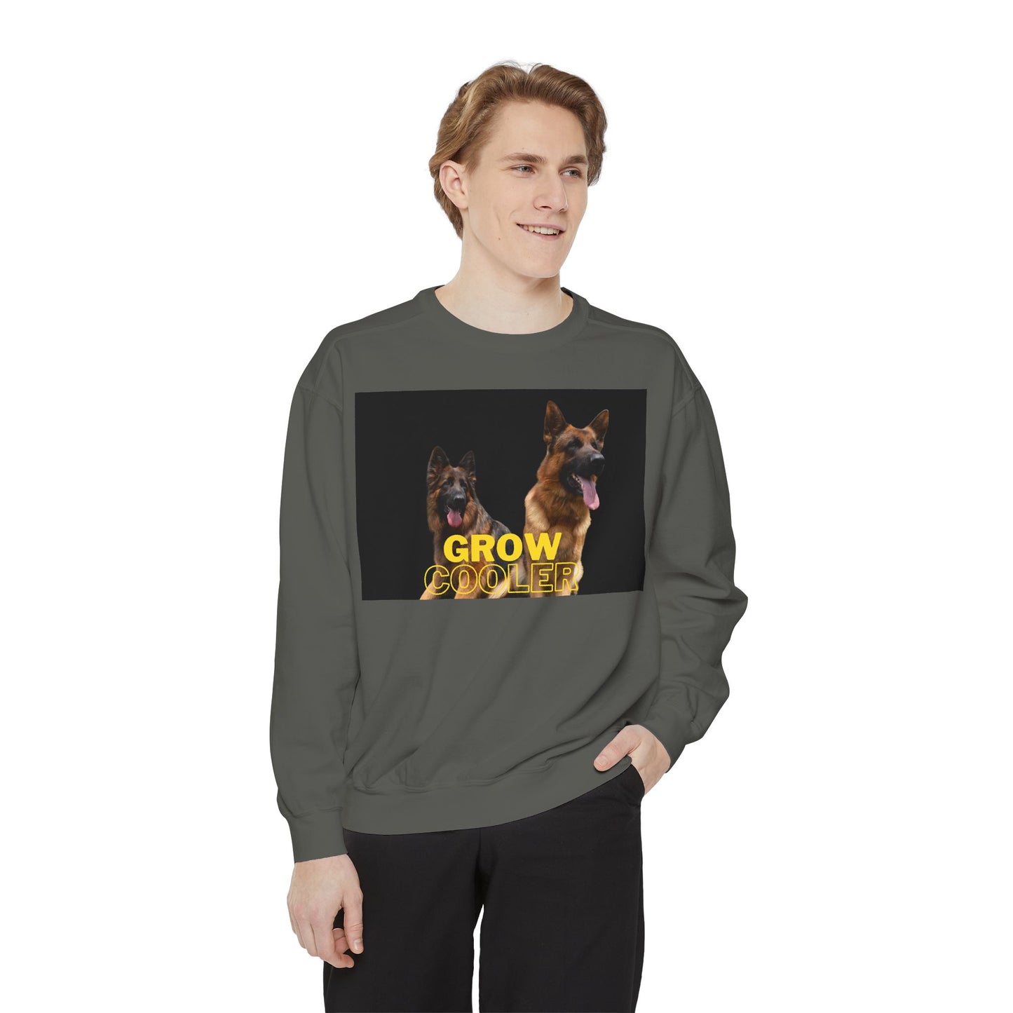 Unisex Dog Lover Sweatshirt With Two German Shepherds and Caption Grow Cooler