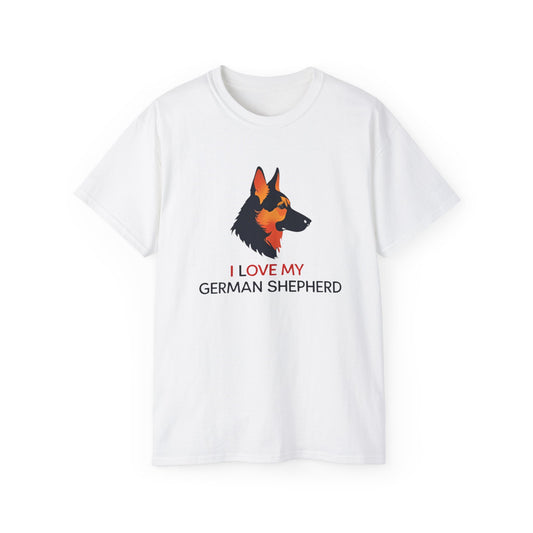 German Shepherd Lovers Unisex Ultra Cotton Tee - "I Love My German Shepherd", Dog Owner Gift, Canine Apparel, Pet Lover T-Shirt