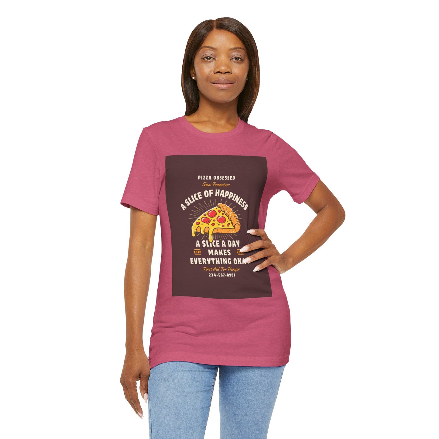 Pizza Lover's Happiness Tee, Fun Unisex T-Shirt, Casual Wear, Gift for Foodies, Pizza Party Attire, Comfortable Daily Shirt