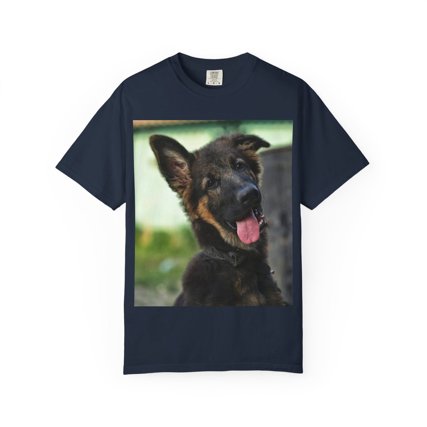 Happy Dog Graphic Unisex T-Shirt Featuring Cute German Shepherd Puppy