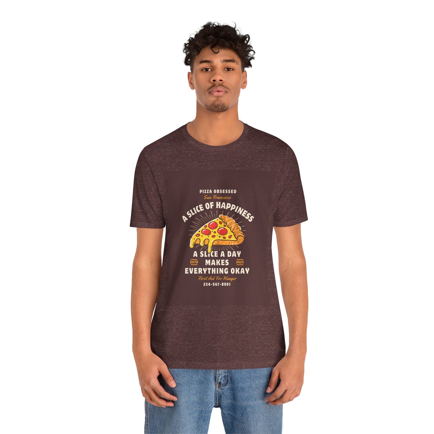 Pizza Lover's Happiness Tee, Fun Unisex T-Shirt, Casual Wear, Gift for Foodies, Pizza Party Attire, Comfortable Daily Shirt