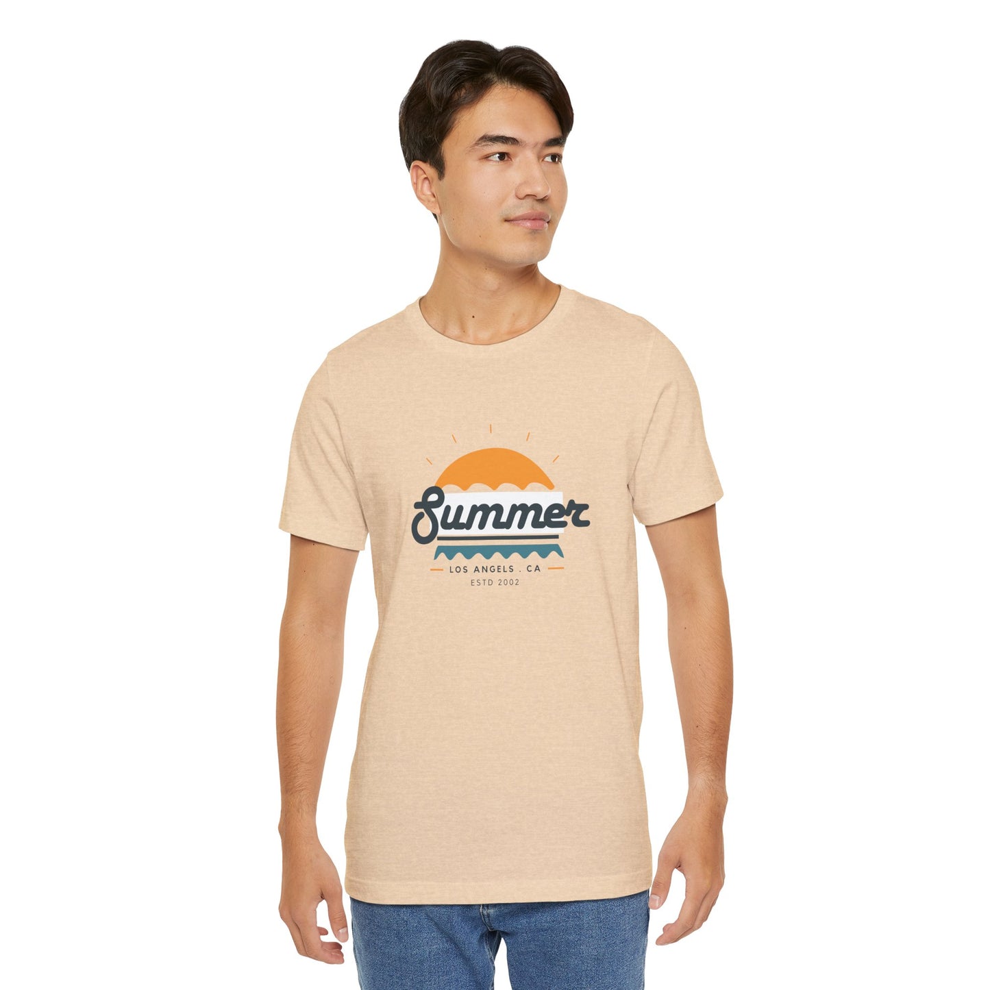 Summer Vibes Unisex Jersey Short Sleeve Tee, Beach Shirt, Casual Summer Wear, Gift for Friends, Coastal Adventure Top, LA Style Tee