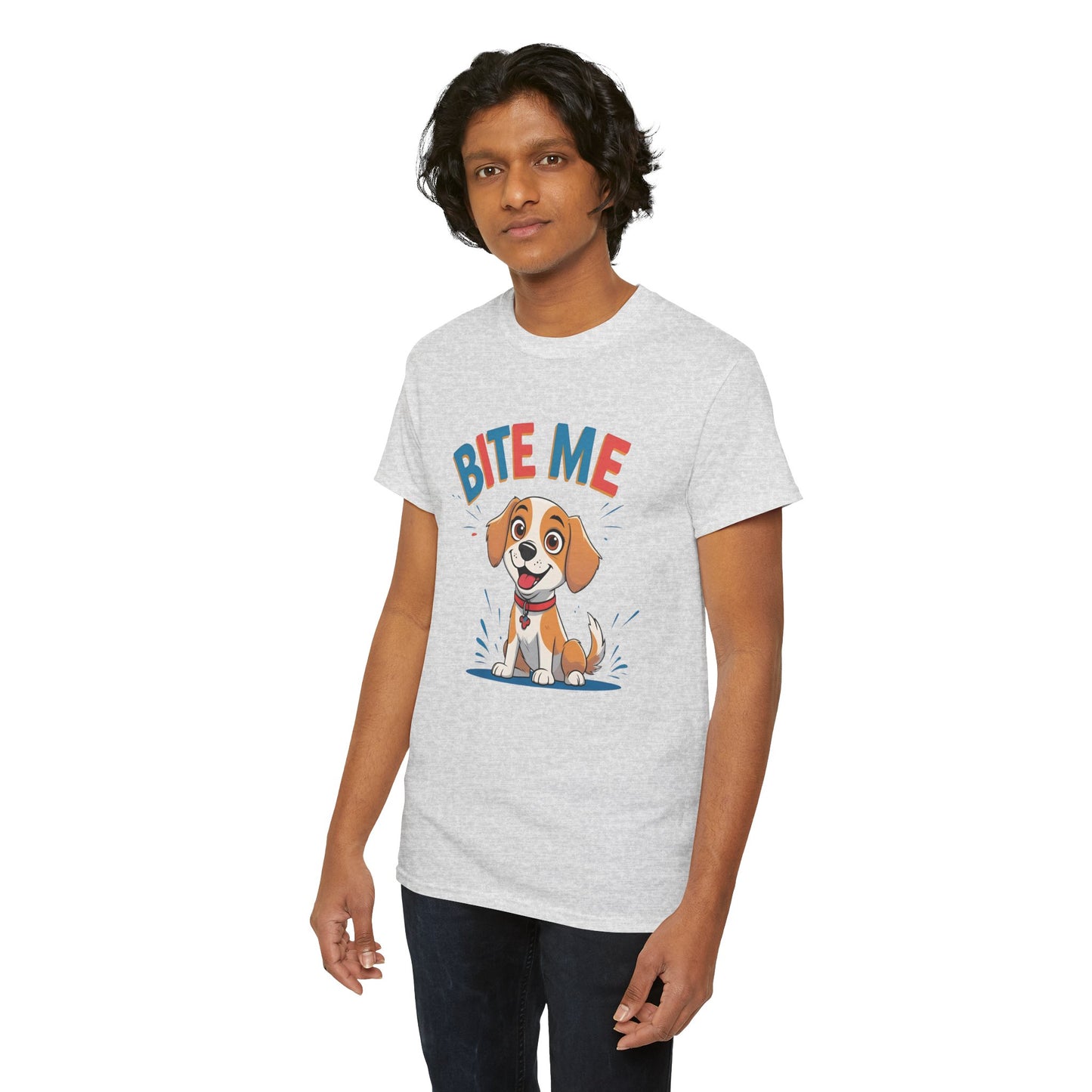 Playful Dog Lover Tee, Bite Me Unisex Cotton T-Shirt for Dog Trainers, Funny Gift for Dog Lovers, Cute Dog Apparel