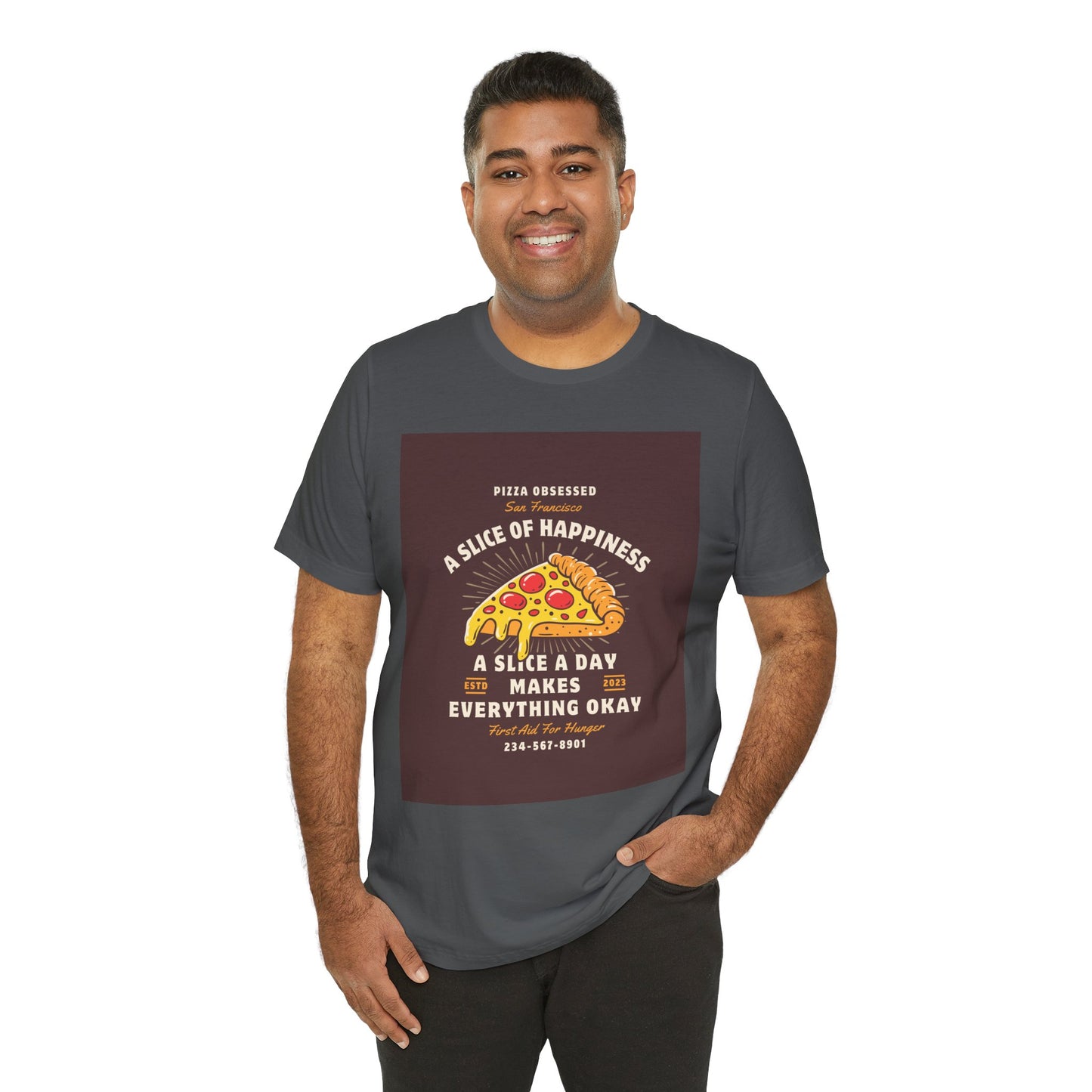 Pizza Lover's Happiness Tee, Fun Unisex T-Shirt, Casual Wear, Gift for Foodies, Pizza Party Attire, Comfortable Daily Shirt