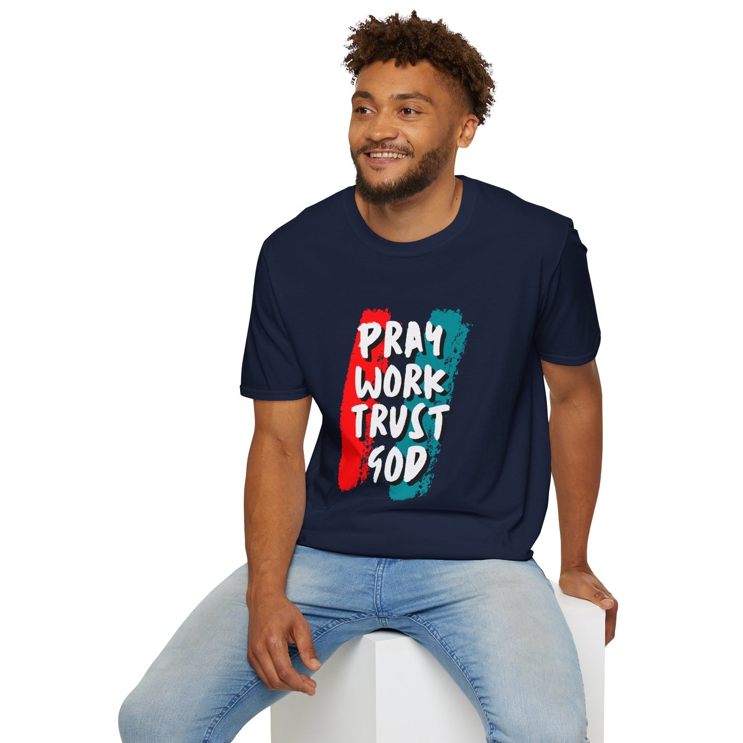 Inspiration Unisex T-Shirt - Pray, Work, Trust God, Motivational Tee, Faith-Based Apparel, Casual Wear, Gift for Believers, Christian Clothing
