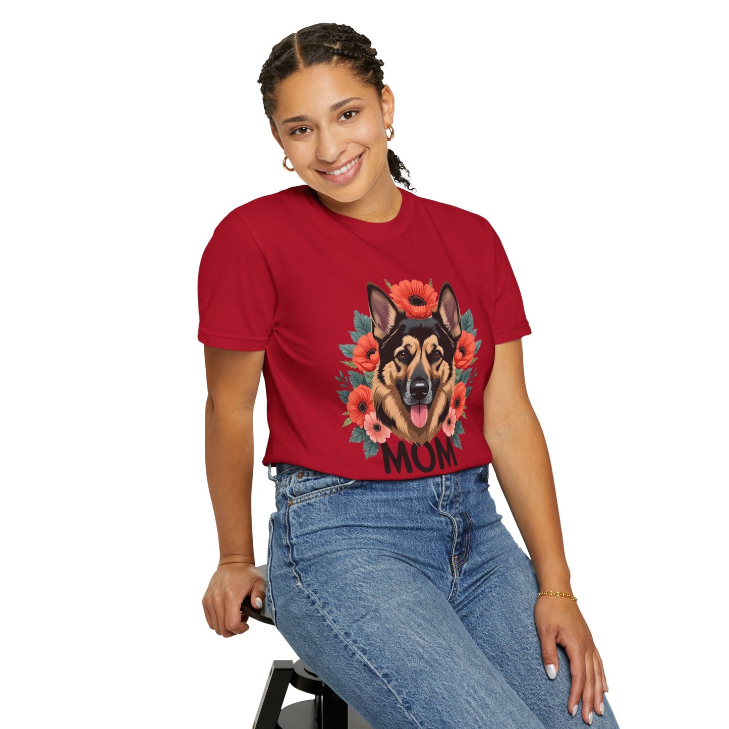 Floral German Shepherd Dog Mom T-Shirt, Perfect Gift for Dog Lovers, Mother’s Day, Birthday, Casual Wear, Comfortable Everyday Tee