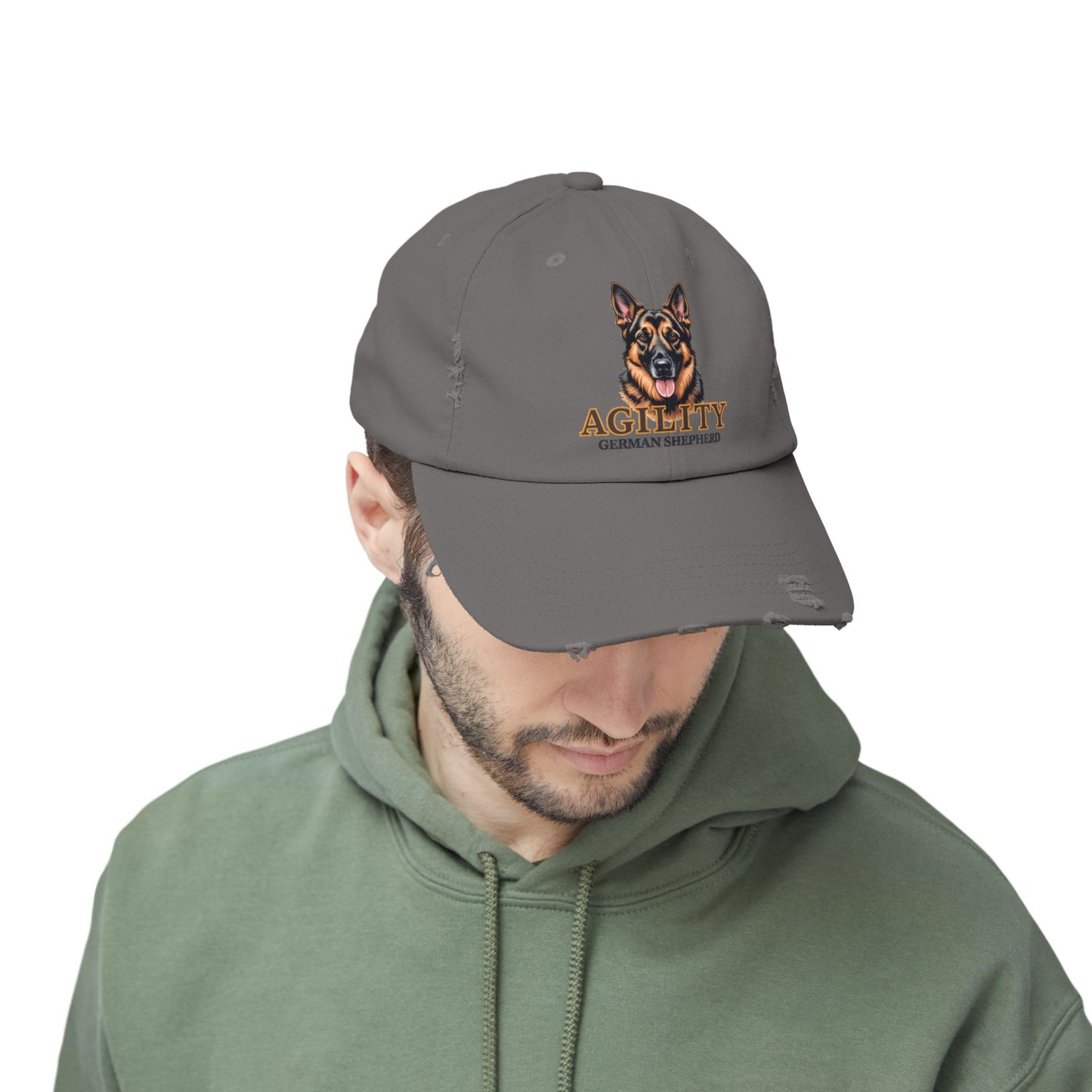 German Shepherd Agility Cap, Distressed Unisex Baseball Hat, Dog Lover Gift, Pet Training Accessory, Outdoor Sports Apparel