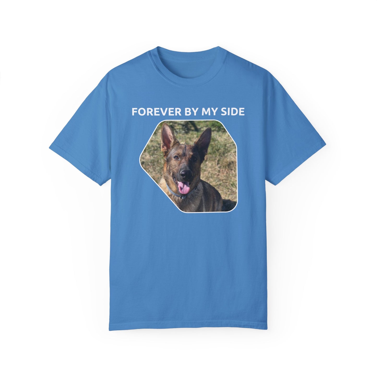 Unisex Dog Lover T-Shirt With Sable German Shepherd and Caption Forever By My Side