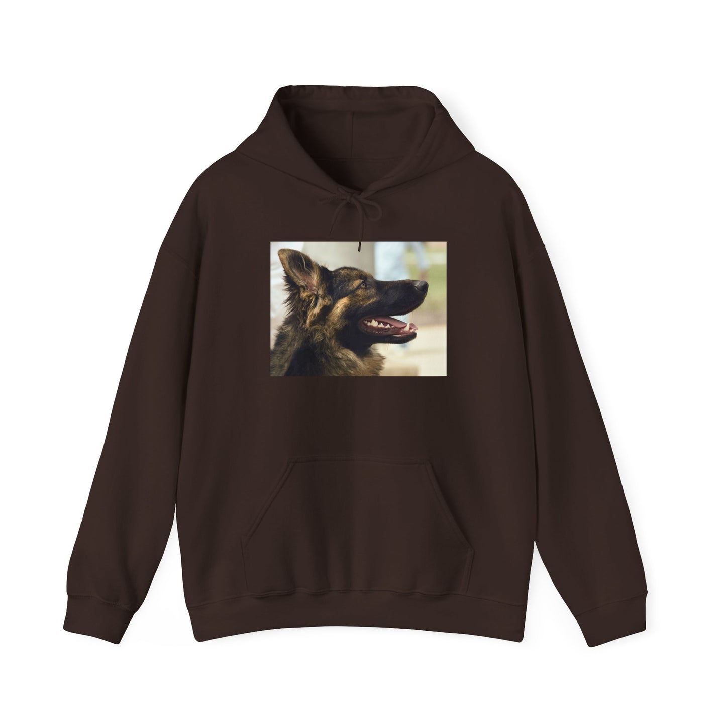 A Unisex Hoodie With Close Up of Working German Shepherd Mouth Opened
