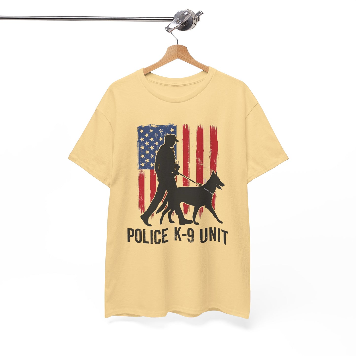 Patriotic Police K-9 Unit Heavy Cotton Tee, Unisex Cotton Shirt for Dog Lovers, Law Enforcement Apparel, Gifts for Police Officers