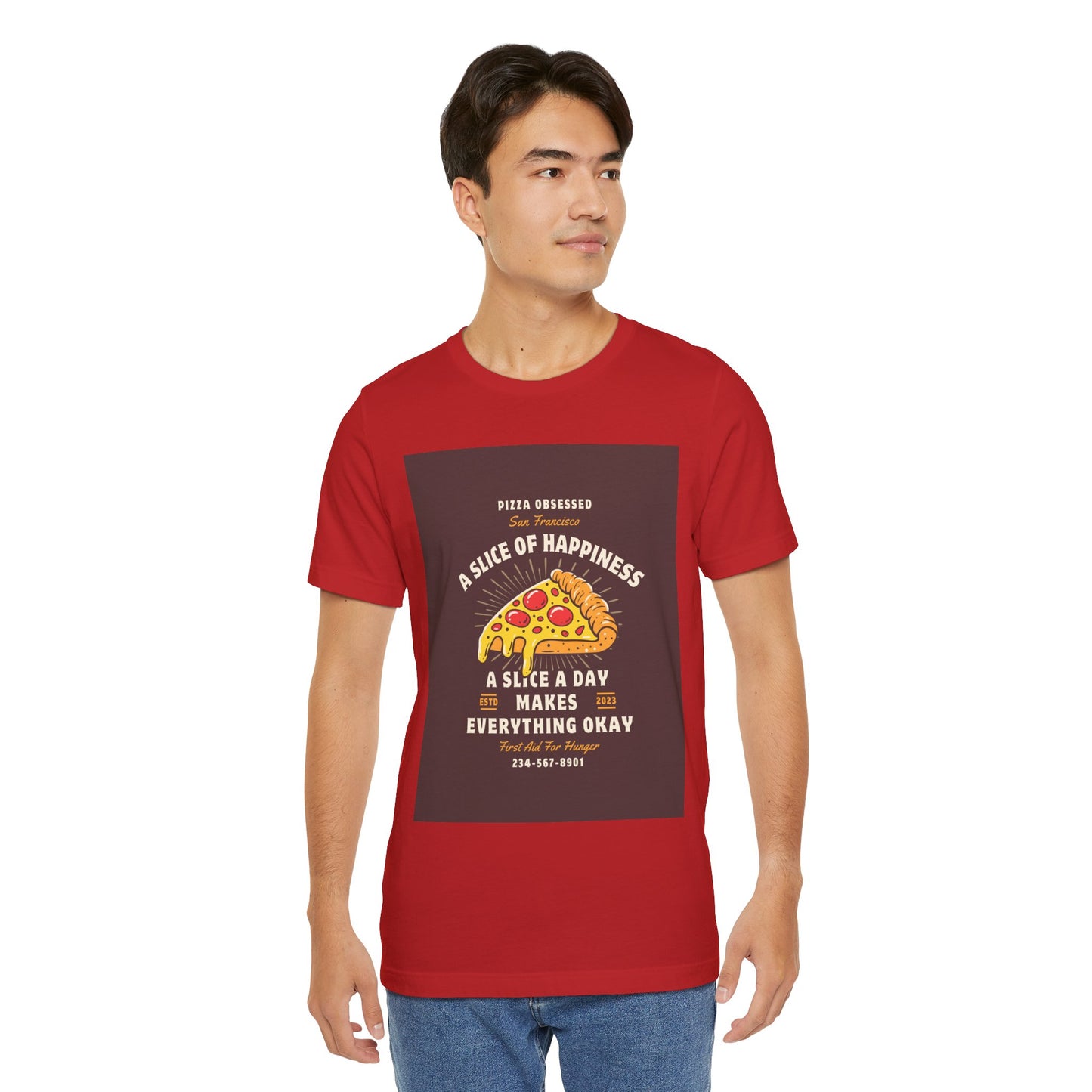 Pizza Lover's Happiness Tee, Fun Unisex T-Shirt, Casual Wear, Gift for Foodies, Pizza Party Attire, Comfortable Daily Shirt