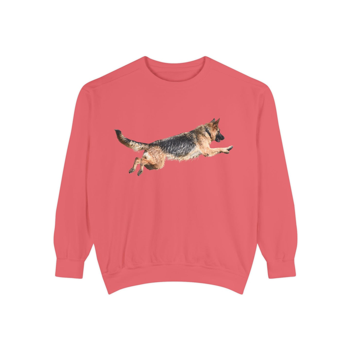 Unisex Dog Lover Sweatshirt With a Wet German Shepherd Jumping in the Air