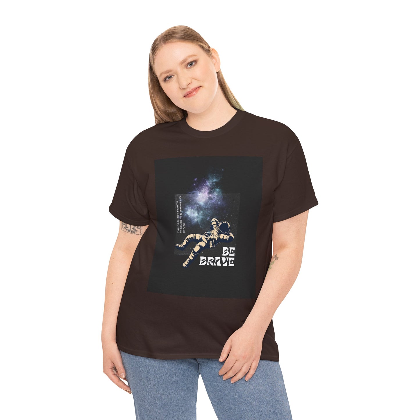 Be Brave Tee, Inspirational T-Shirt, Unisex Cotton Top, Space Graphic Shirt, Motivational Gift, Everyday Wear