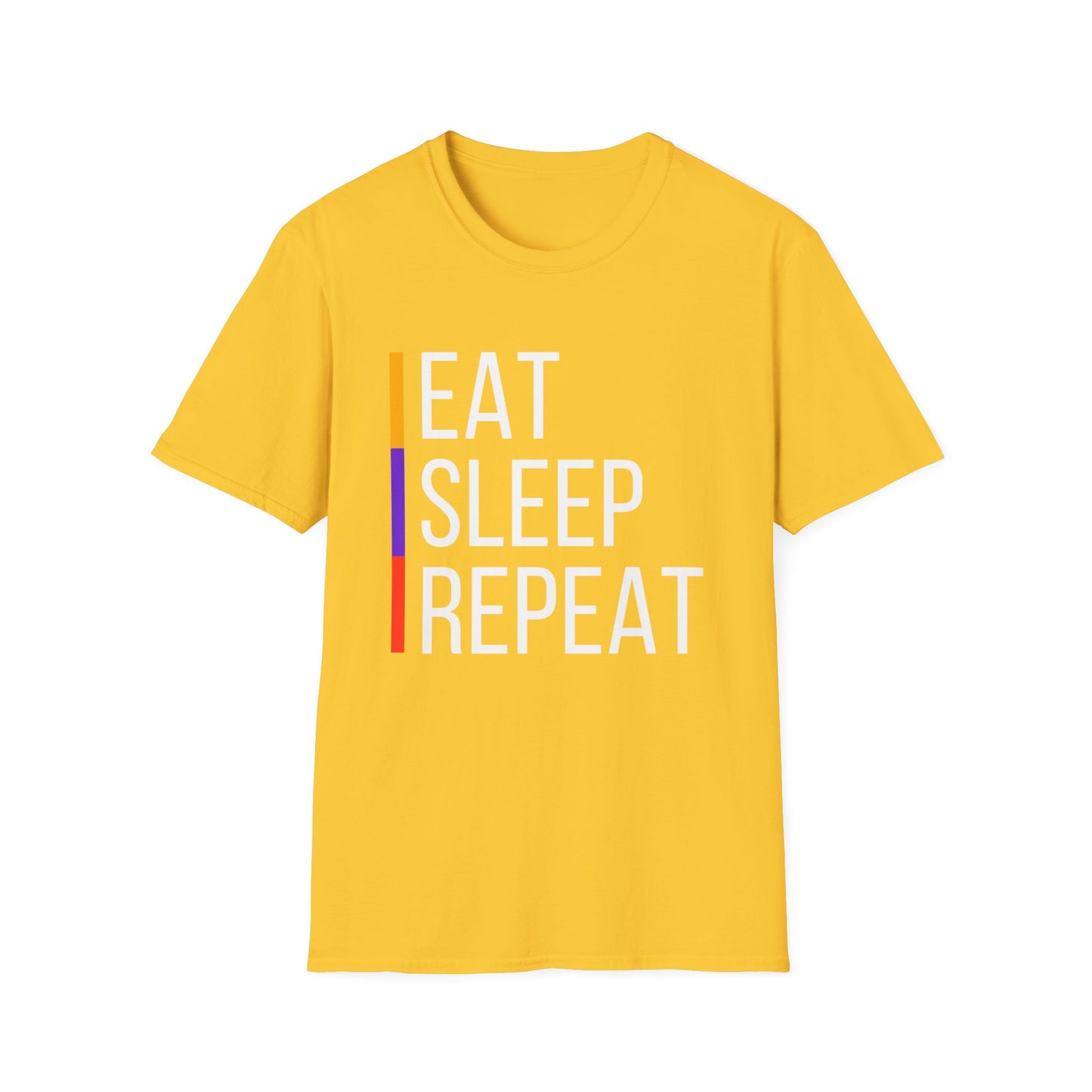 Eat Sleep Repeat Unisex Softstyle T-Shirt - Perfect for Casual Outings, Funny Gift, Relaxation Apparel, Everyday Wear, Motivational Tee