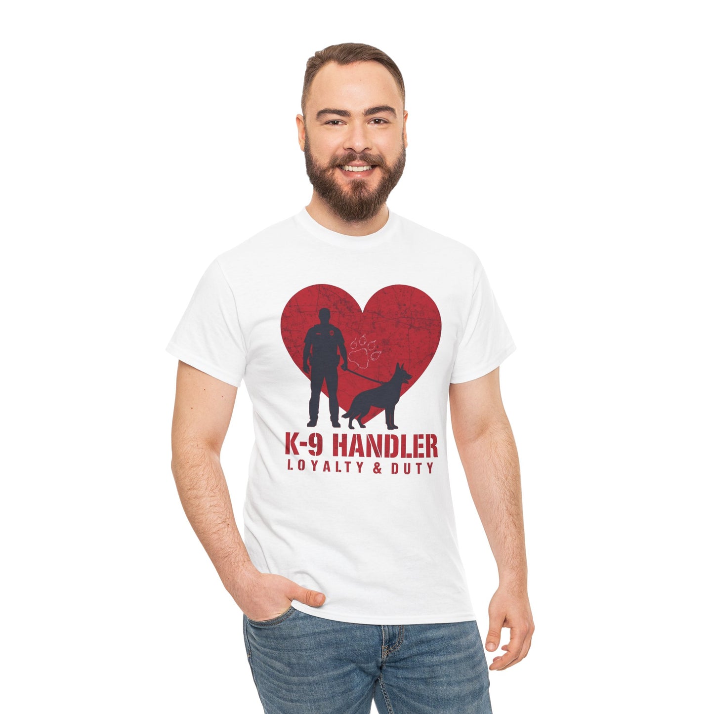 K-9 Handler Heavy Cotton Tee - Loyalty & Duty Shirt, Dog Lover Gift
