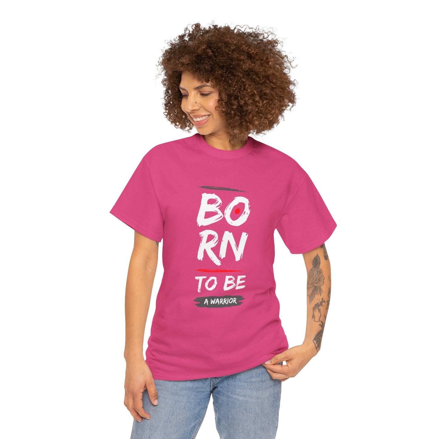 Born to Be a Warrior Unisex Heavy Cotton Tee, Inspirational Shirt for Veterans, Motivational Gift, Fitness Apparel, Casual Wear