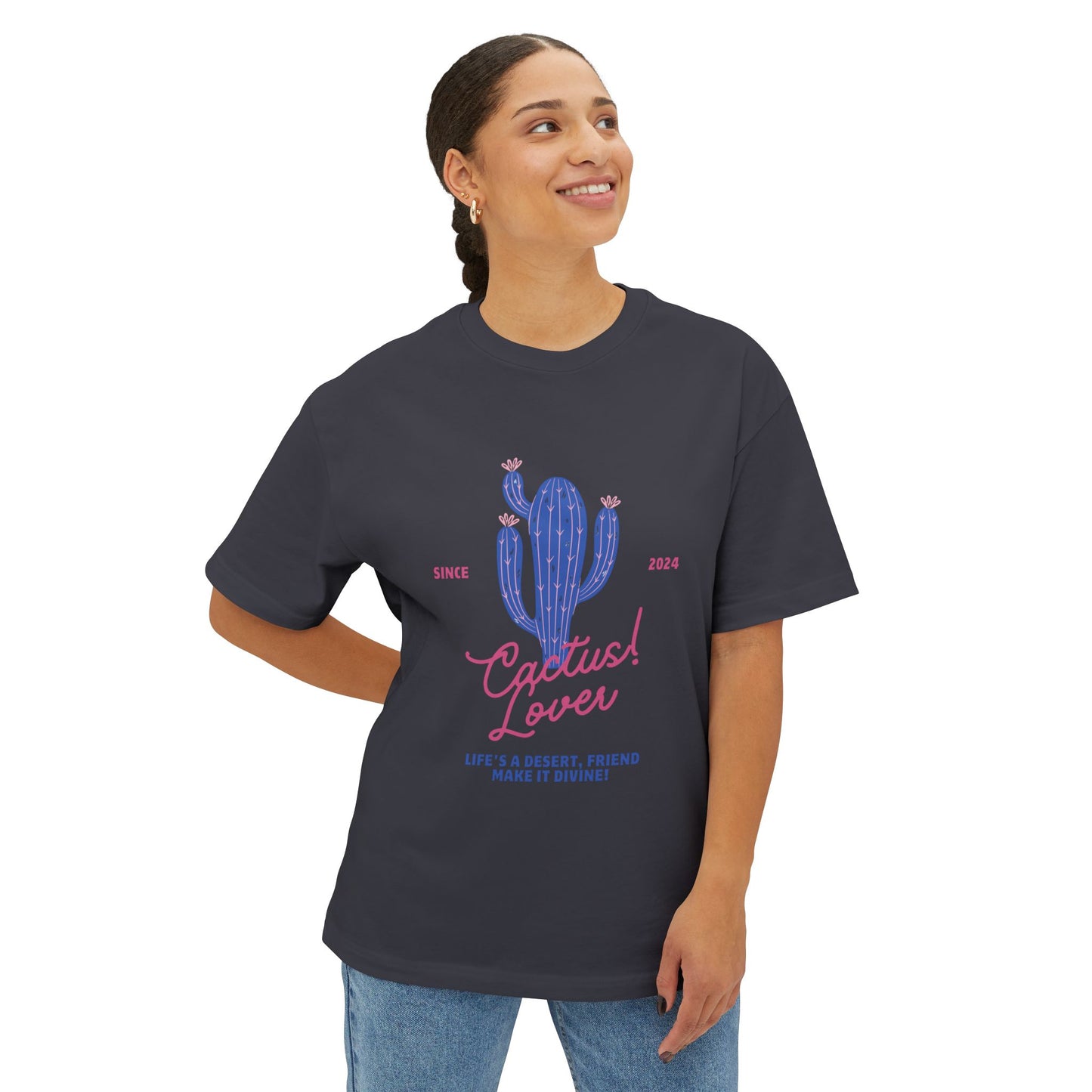 Cactus Lover Boxy Tee - Ideal for Plant Enthusiasts, Casual Wear, Gift for Friends, Summer Fashion, Nature Lovers