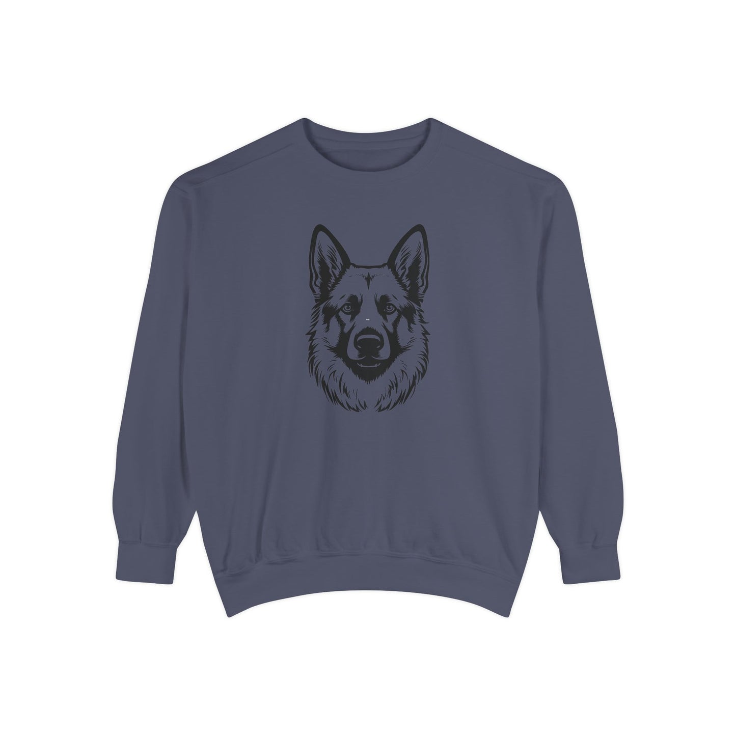 Unisex Dog Lover Sweatshirt With a Close Up Graphic of Black and Transparent German Shepherd