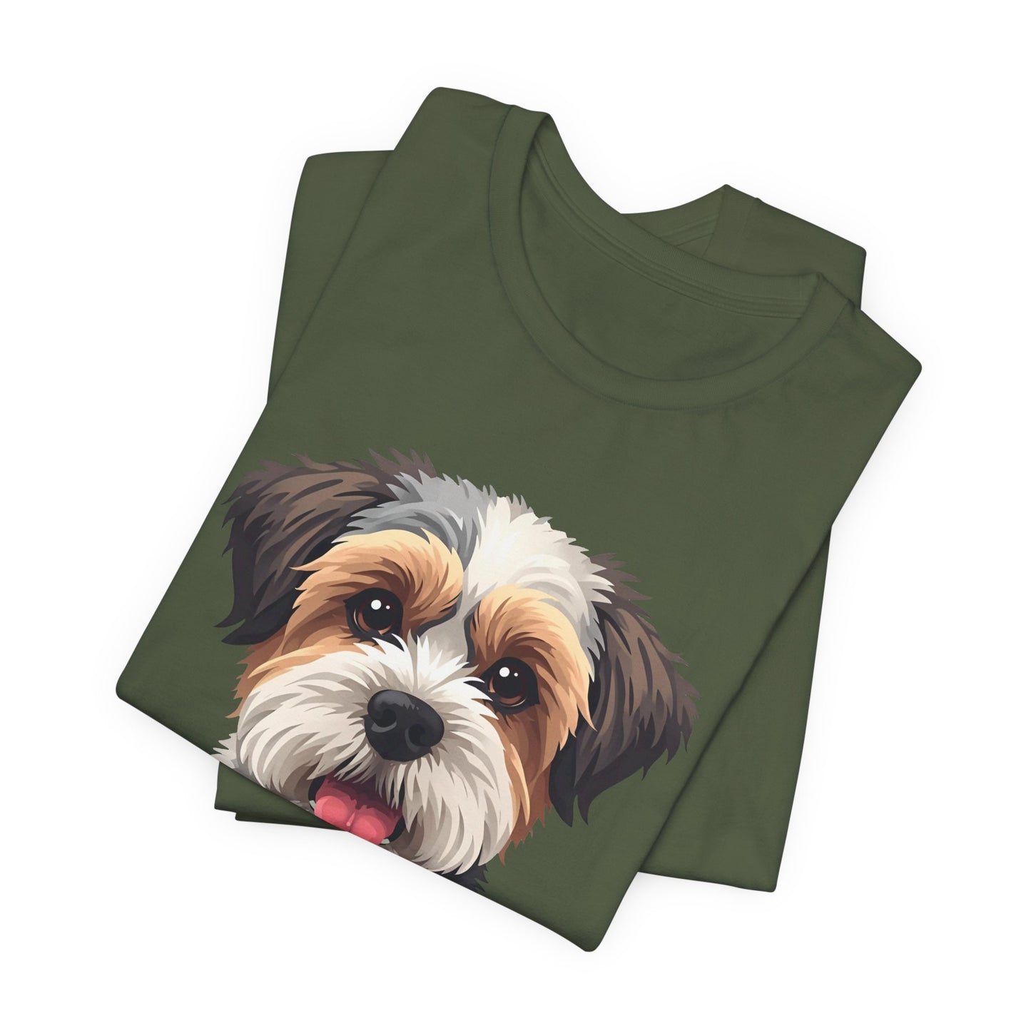 Unisex Dog Lover T-Shirt Featuring a 3D Design of Cute Fluffy Bichon Frise Mix | Gift for Dog Owners