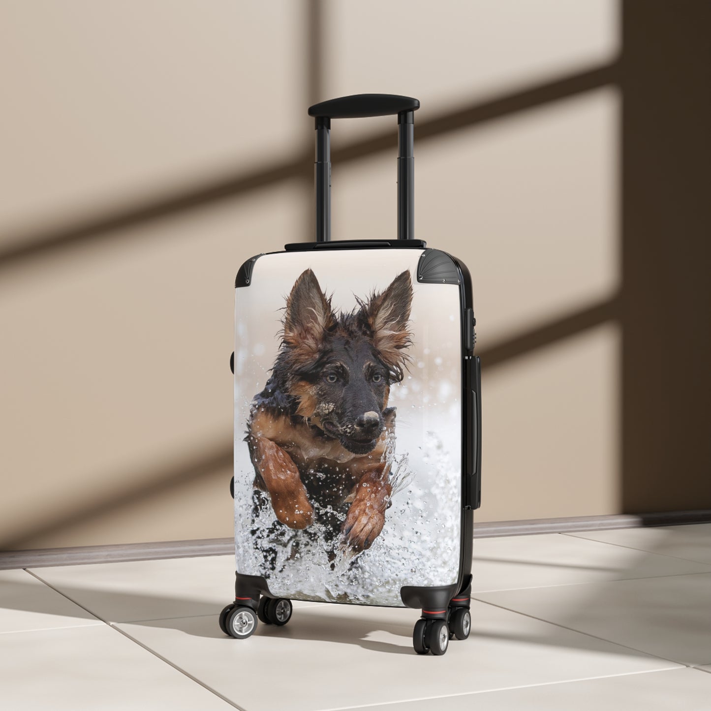 Dog Lover's Suitcase Featuring German Shepherd Jumping In The Water