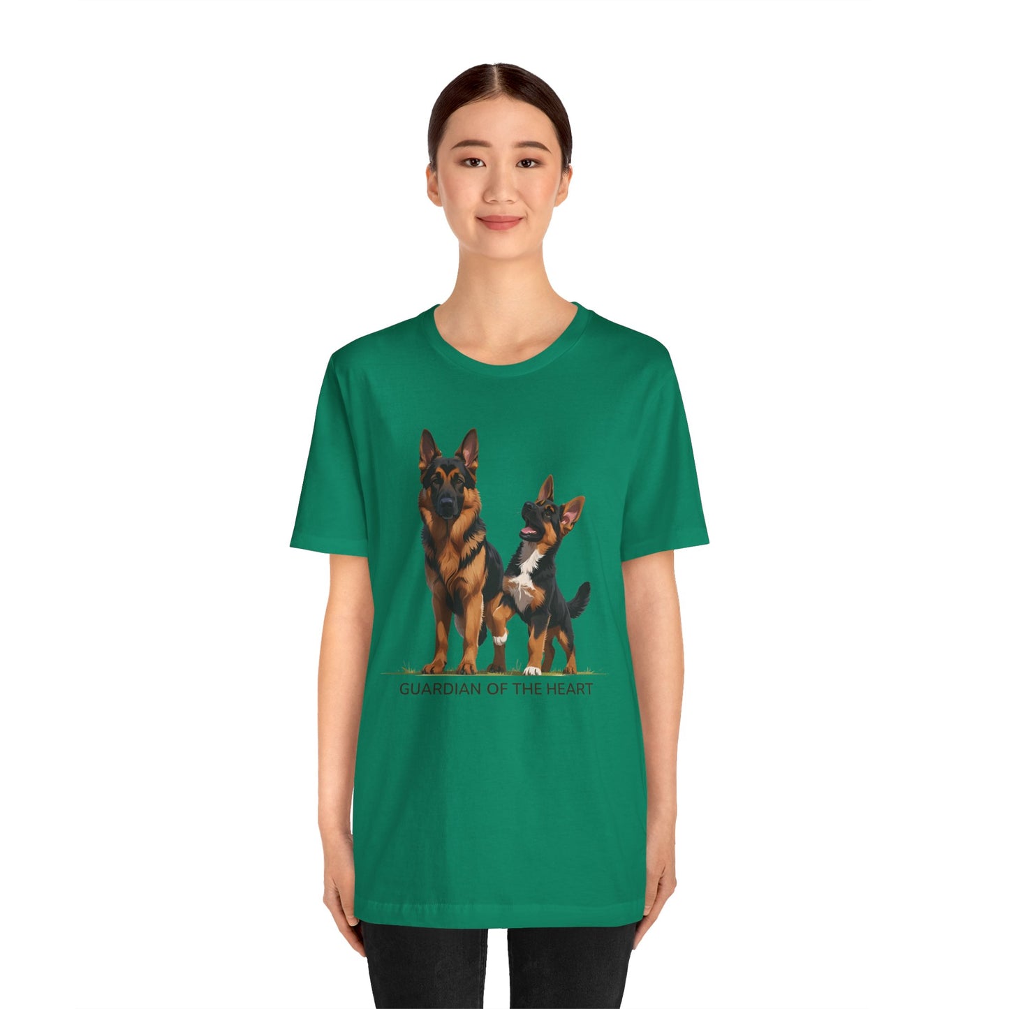 German Shepherd and Puppy Tee - Guardian of the Heart, Gifting for Pet Owners, Cute Graphic Shirt, Perfect for Birthdays, Dog-Themed Apparel