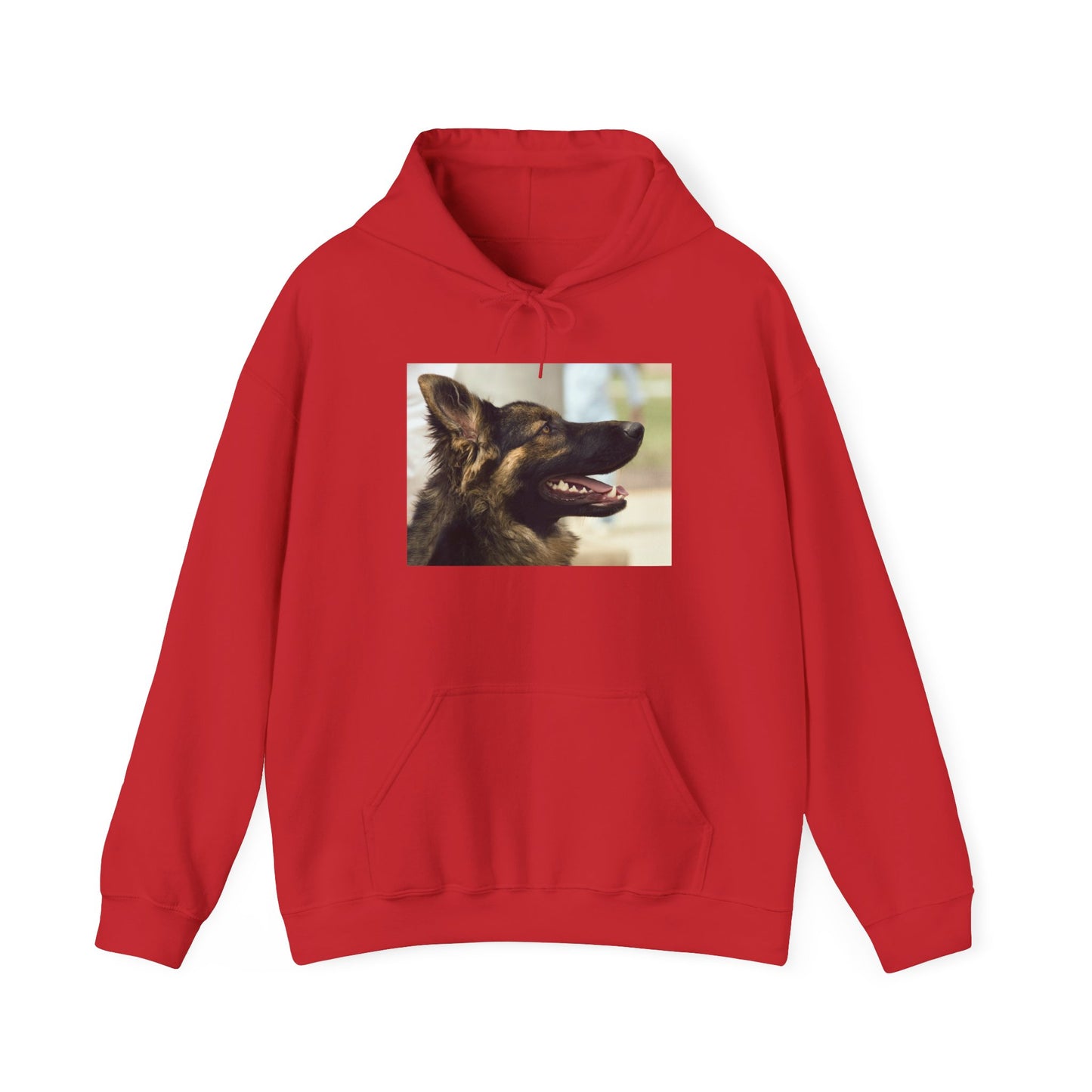 A Unisex Hoodie With Close Up of Working German Shepherd Mouth Opened