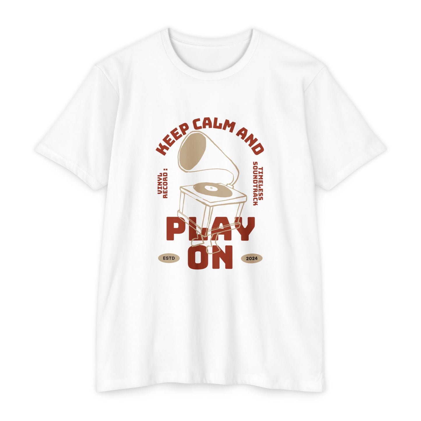 Retro Music Vibe T-Shirt, Unisex Tee, Gift for Music Lovers, Keep Calm and Play On Shirt, Casual Summer Wear, Music Themed Apparel