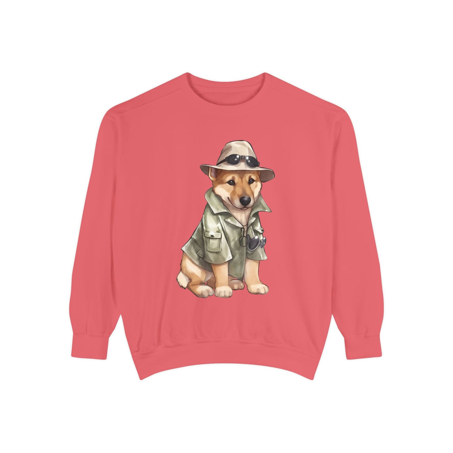 Unisex Dog Lover Sweatshirt With a Graphic of German Shepherd Wearing Detector's Hat and Costume