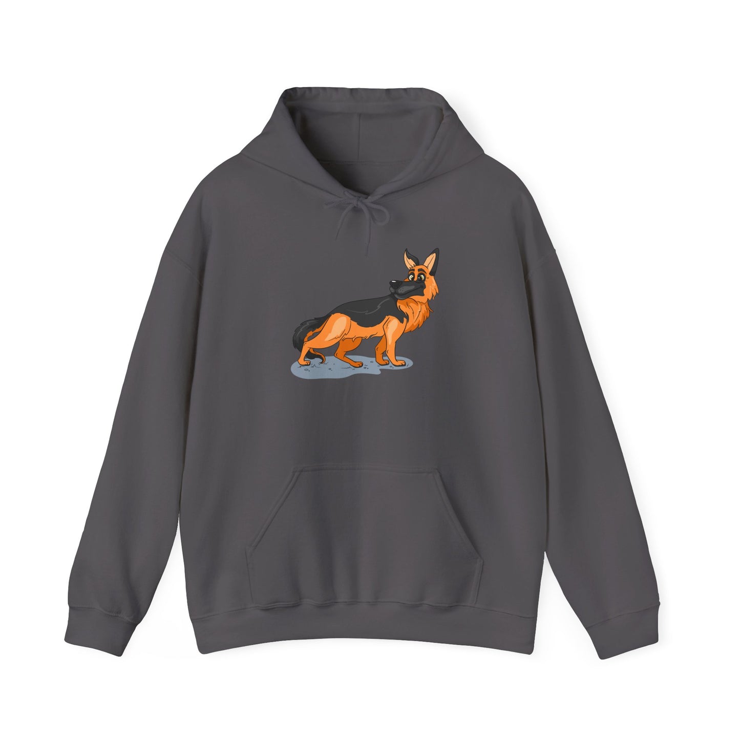 Unisex Dog Lover Hoodie With a Cartoon of Astonished German Shepherd Turning His Head