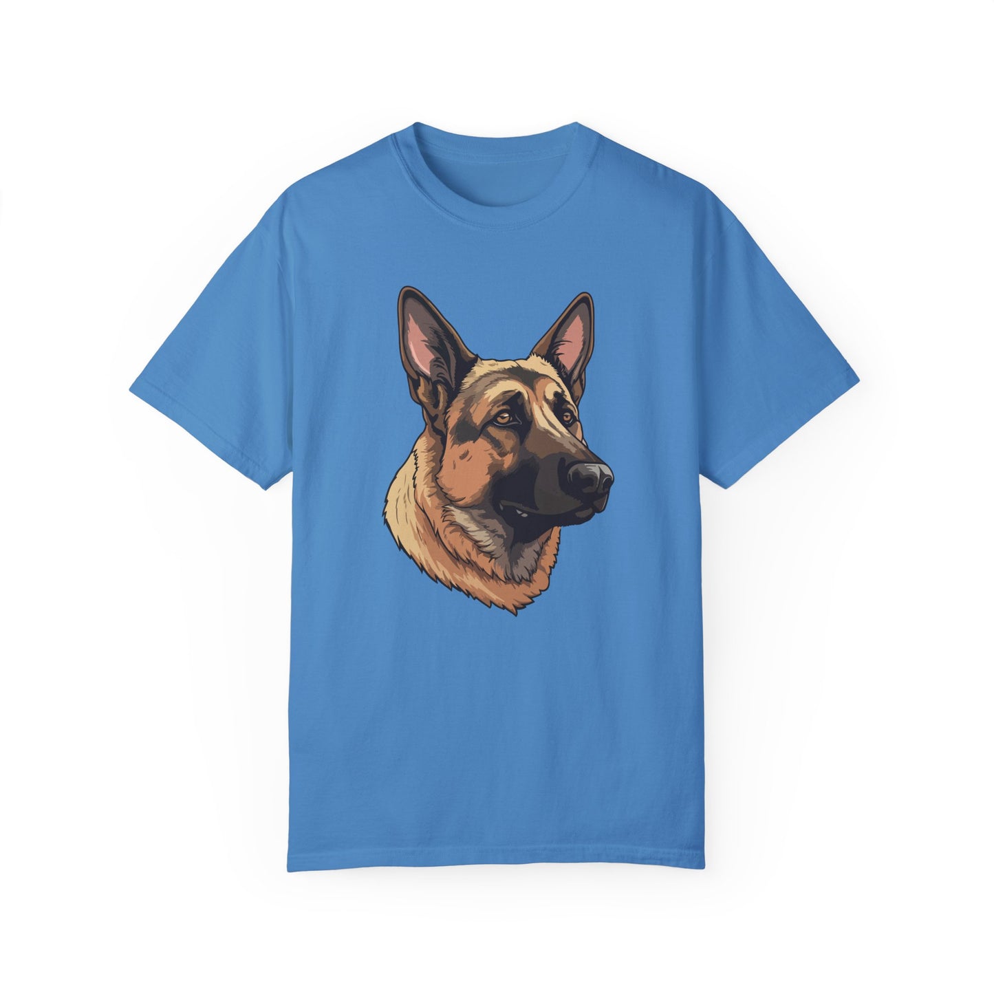 Unisex Dog Lover T-Shirt With a Close Up Graphic of Serious German Shepherd
