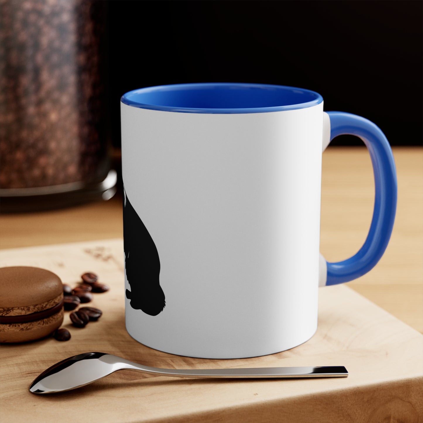 Accent 11oz Dog Lover Mug With a Graphic of Solid Black German Shepherd Sloppily Sitting