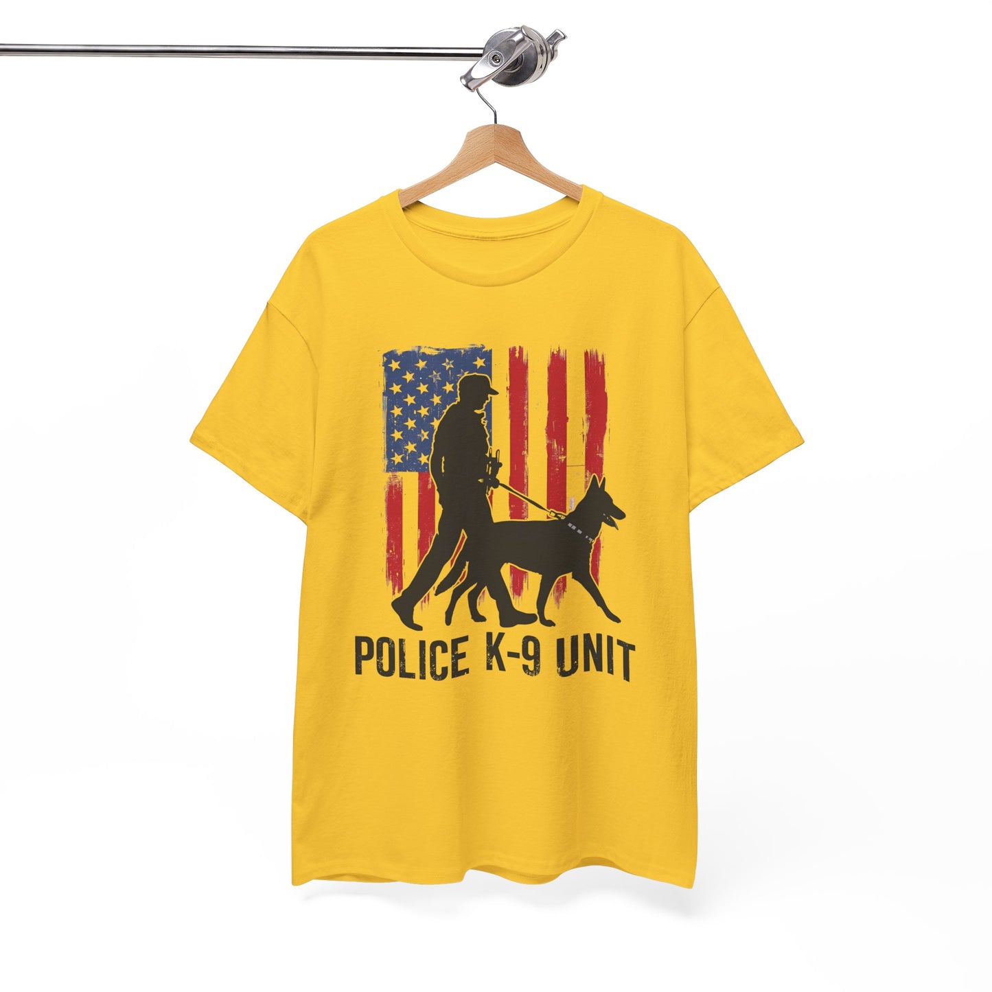 Patriotic Police K-9 Unit Heavy Cotton Tee, Unisex Cotton Shirt for Dog Lovers, Law Enforcement Apparel, Gifts for Police Officers