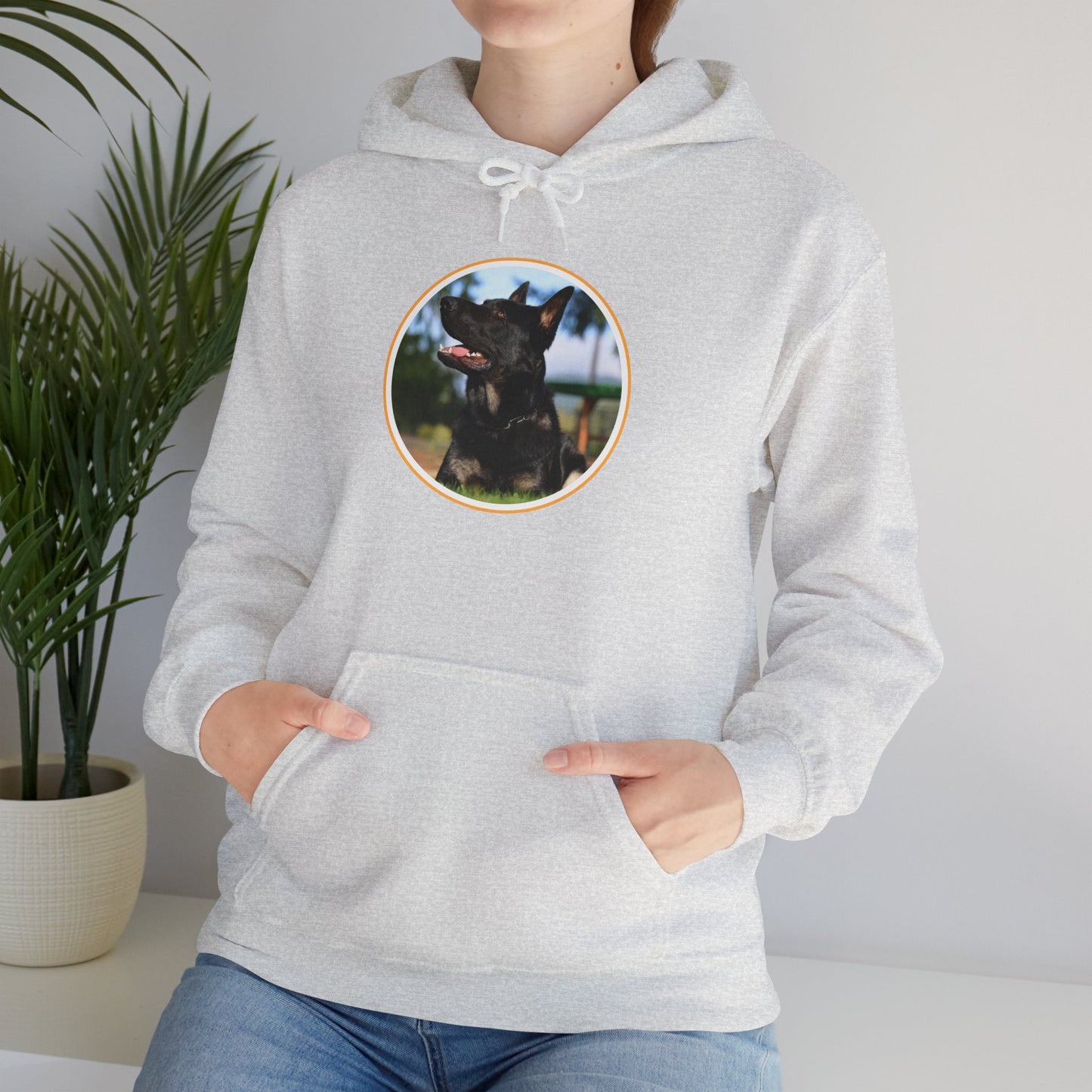 Unisex Dog Lover Hoodie With Bicolor German Shepherd with Intense Expression