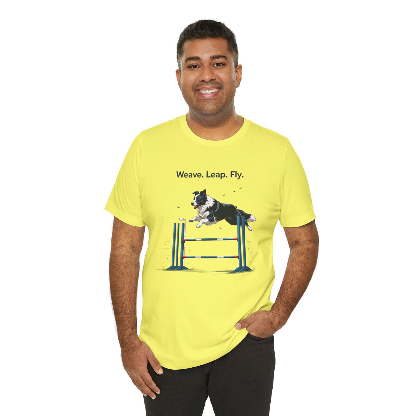 Dog Agility Spirit T-Shirt, Weave Leap Fly Tee, Gifts for Dog Lovers, Pet Enthusiasts, Animal Lovers T-Shirt, Casual Wear, Dog Show Gear