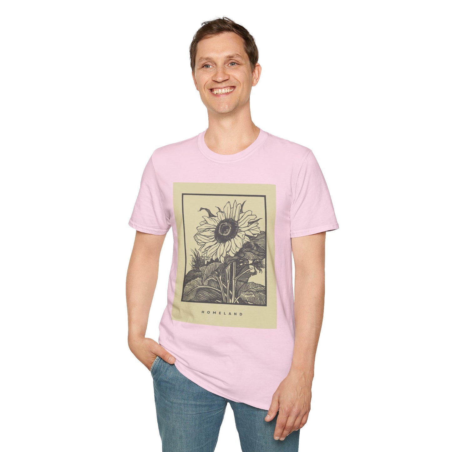 Vintage Sunflower Unisex T-Shirt, Softstyle Tee, Casual Wear, Nature Lover Gift, Summer Fashion, Homelands Design