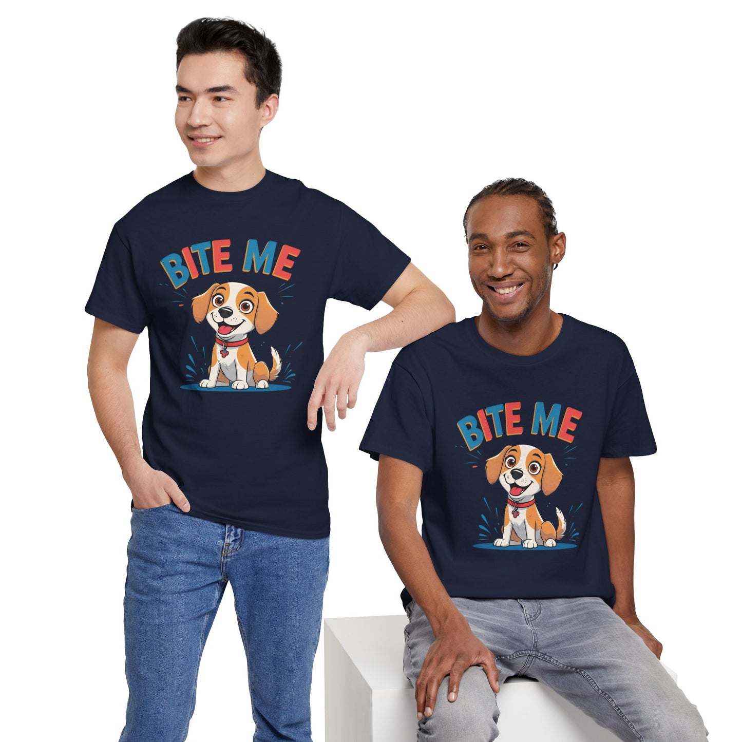 Playful Dog Lover Tee, Bite Me Unisex Cotton T-Shirt for Dog Trainers, Funny Gift for Dog Lovers, Cute Dog Apparel
