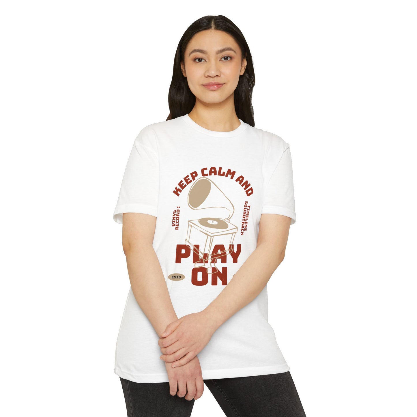 Retro Music Vibe T-Shirt, Unisex Tee, Gift for Music Lovers, Keep Calm and Play On Shirt, Casual Summer Wear, Music Themed Apparel