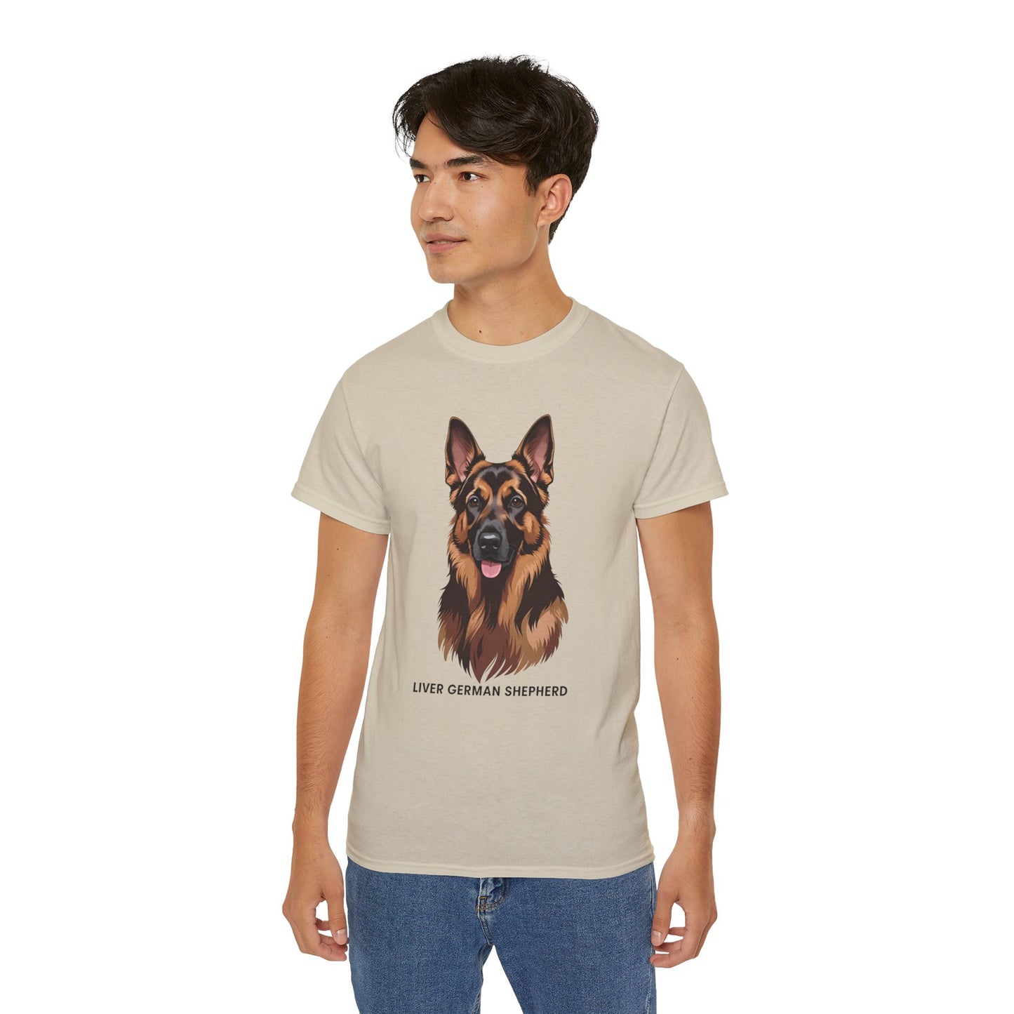 Liver German Shepherd Tee, Dog Lover Shirt, Pet Owner Gift, Animal Print T-Shirt, Unisex Graphic Tee, Birthday Present for Dog Lovers