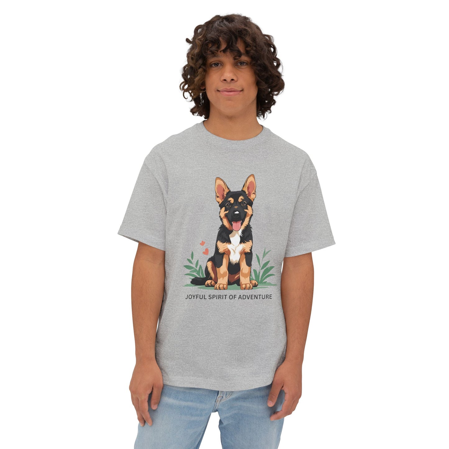 Joyful Spirit of Adventure German Shepherd Puppy Tee | Unisex Oversized Boxy T-Shirt, Pet Lover Gift, Animal Lover Apparel, Gift for Dog Owners