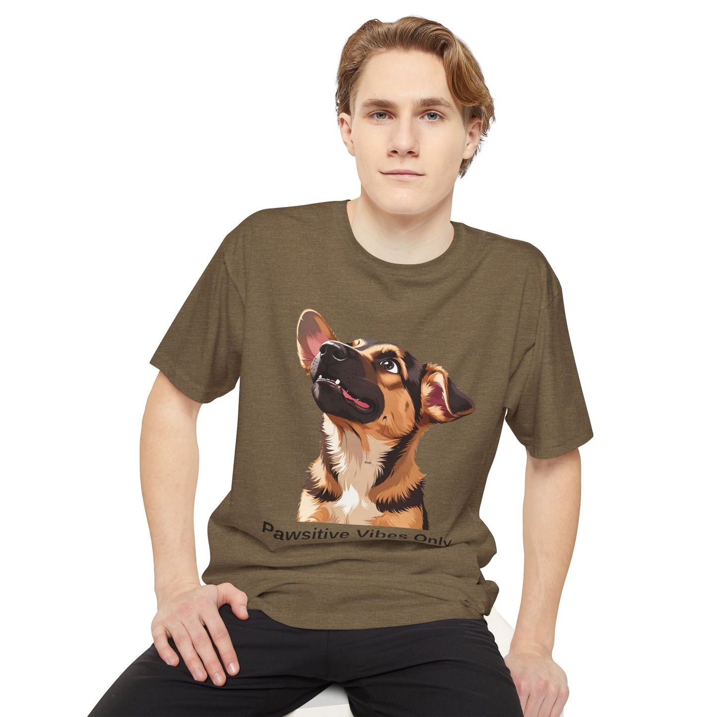 Pawsitive Vibes Only German Shepherd Puppy Urban Tee, Dog Lover Shirt, Casual Everyday Wear, Gift for Animal Lovers, Unique Graphic Tee