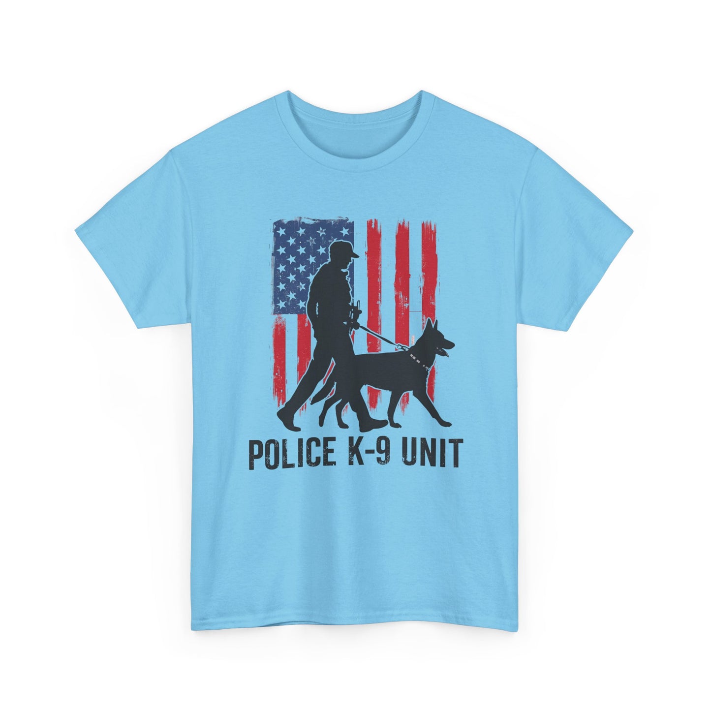 Patriotic Police K-9 Unit Heavy Cotton Tee, Unisex Cotton Shirt for Dog Lovers, Law Enforcement Apparel, Gifts for Police Officers